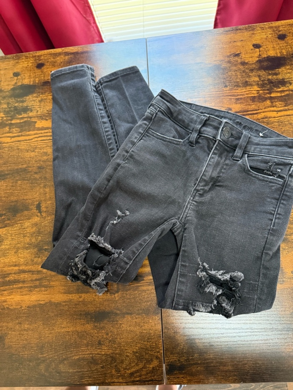 American Eagle Outfitters Black Ripped Skinny Jeans